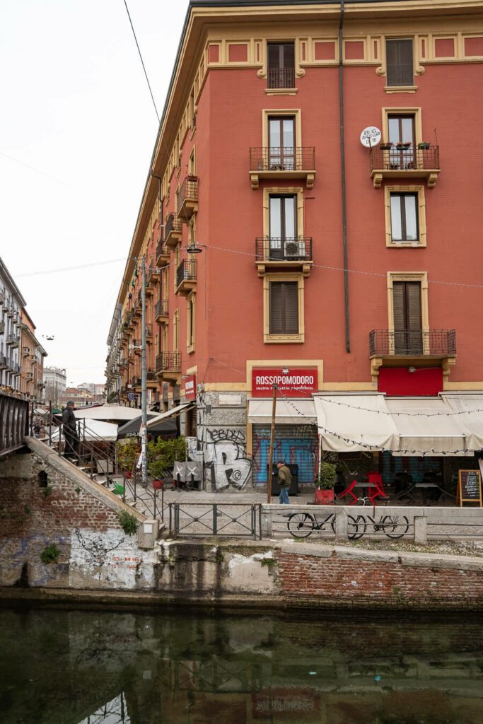 Navigli neighborhood with canal in Milano Italy