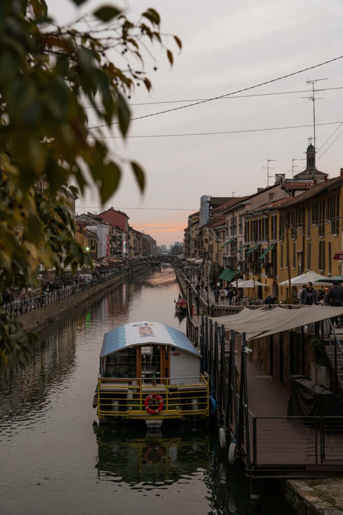 navigli area in milan at sunset