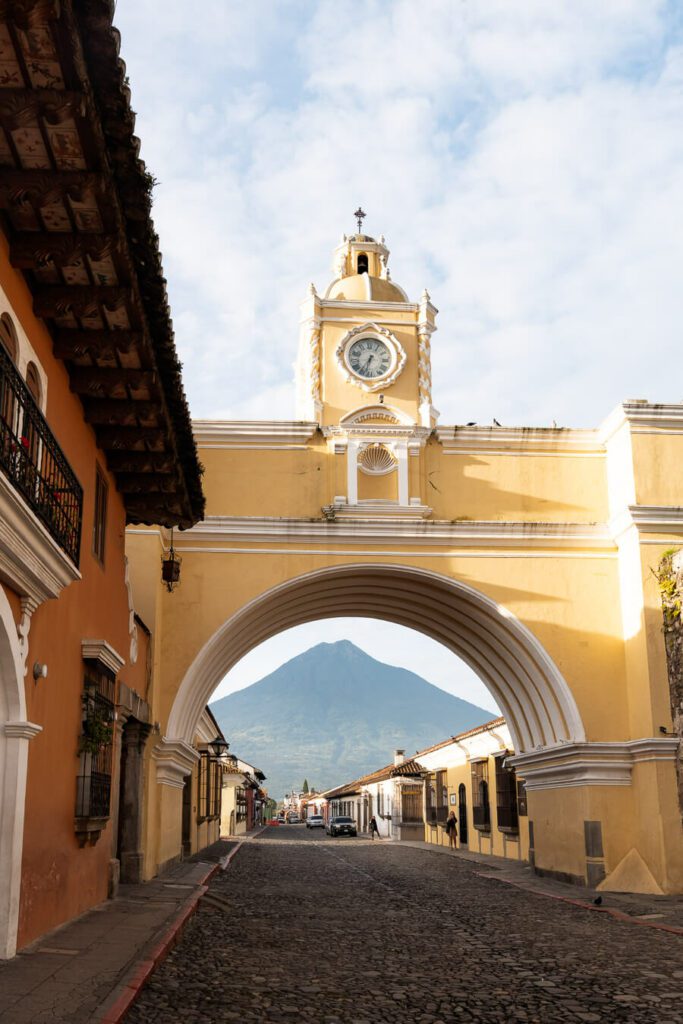 santa catalina arch with volcano views