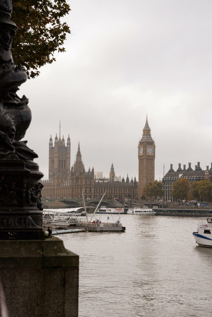 winter in london on houses of parliament