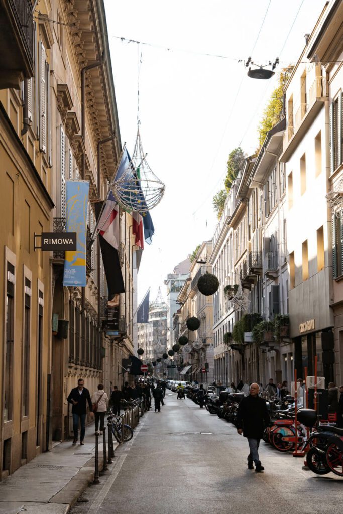 fashion district street in milan italy