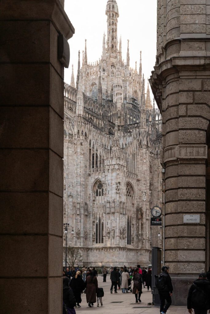 duomo area with view of milan duomo