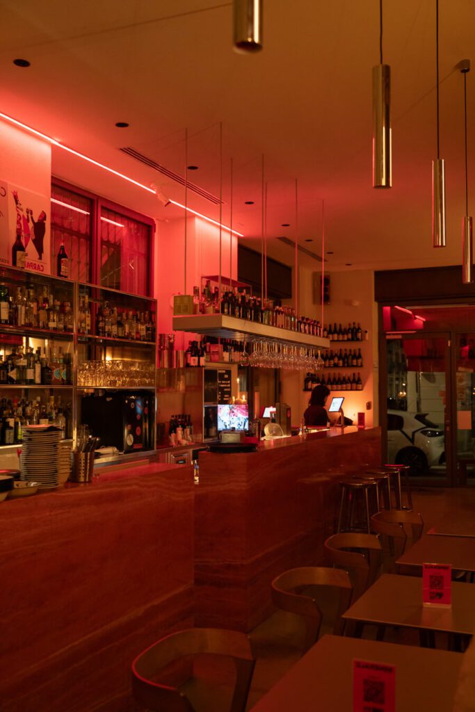 bar counter at minerale bar and cantina in milan
