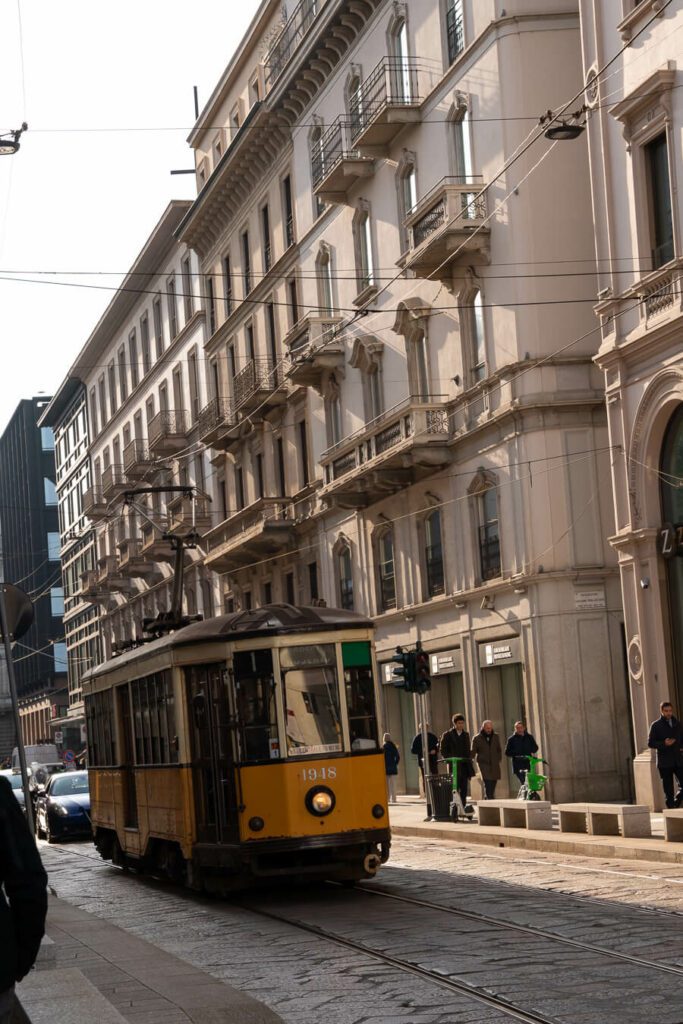 Montenapoleone/scala/duomo area with tram milan