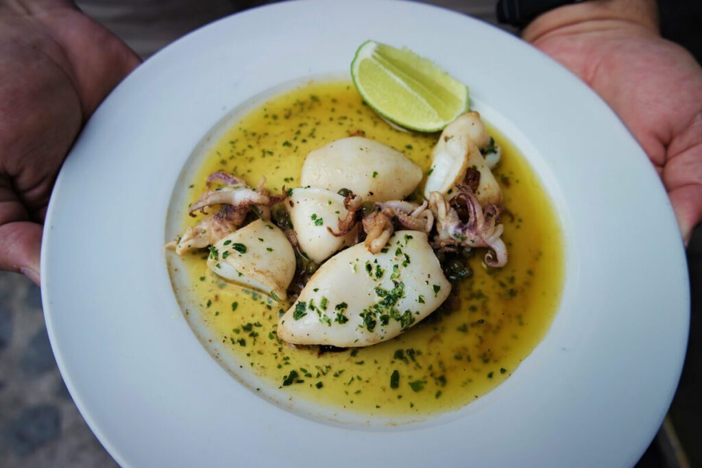 squid dish in antigua guatemala restaurant