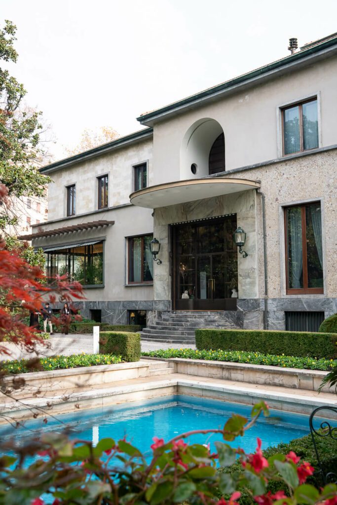 Villa Necchi Campiglio exterior with pool