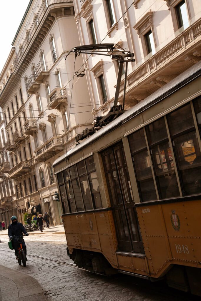milan street with tram
